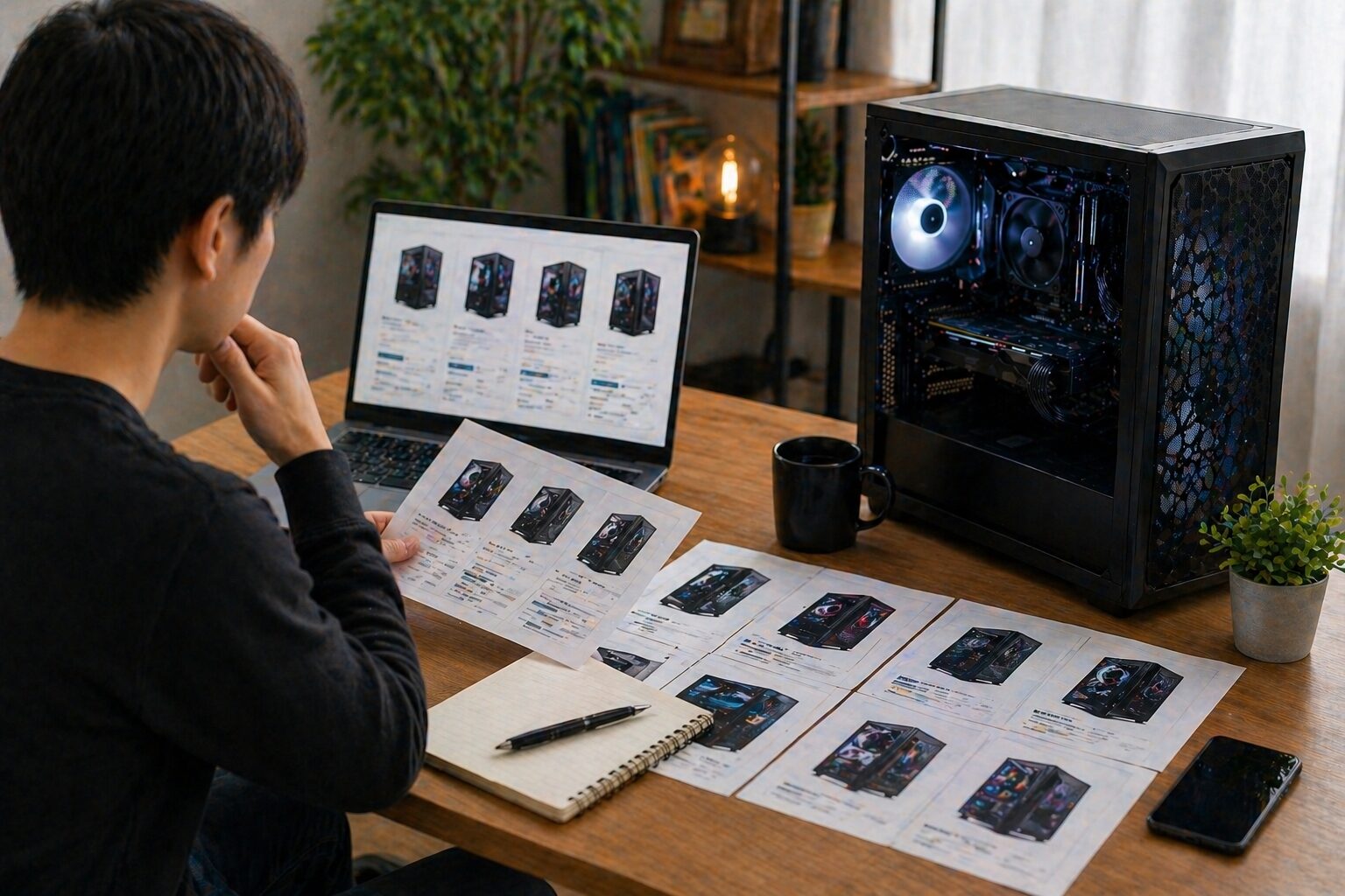 シンプルな構成のゲーミングPCを選んでいるイメージ画像