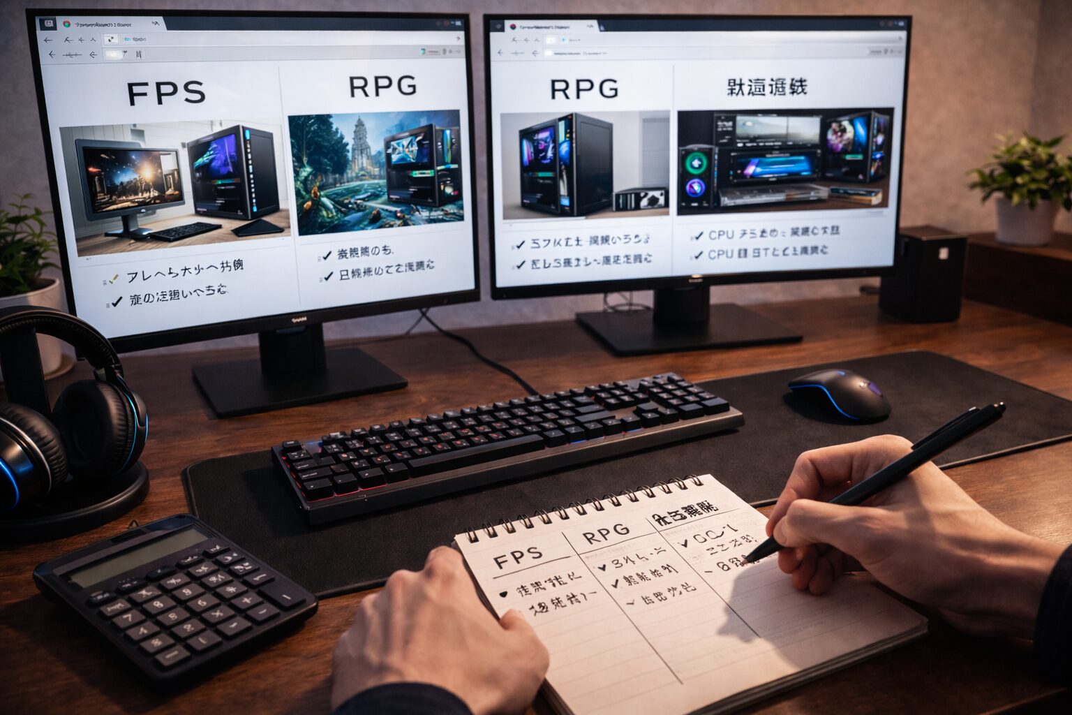 用途別にゲーミングPCを比較しているイメージ画像
