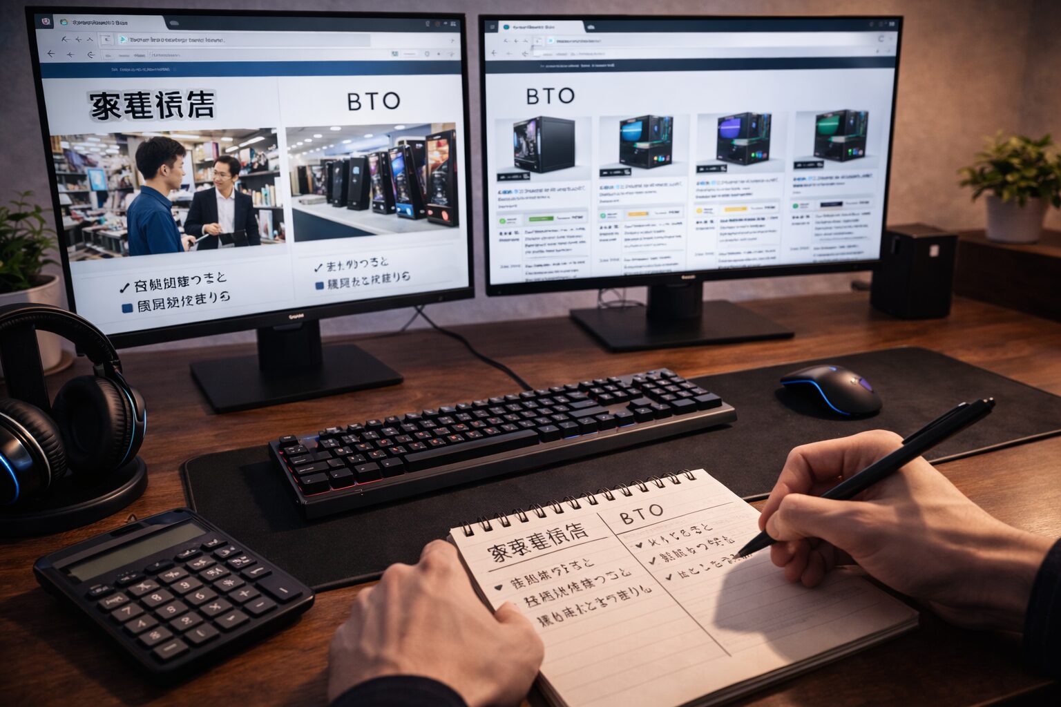 ゲーミングPCの購入先を比較しているイメージ画像