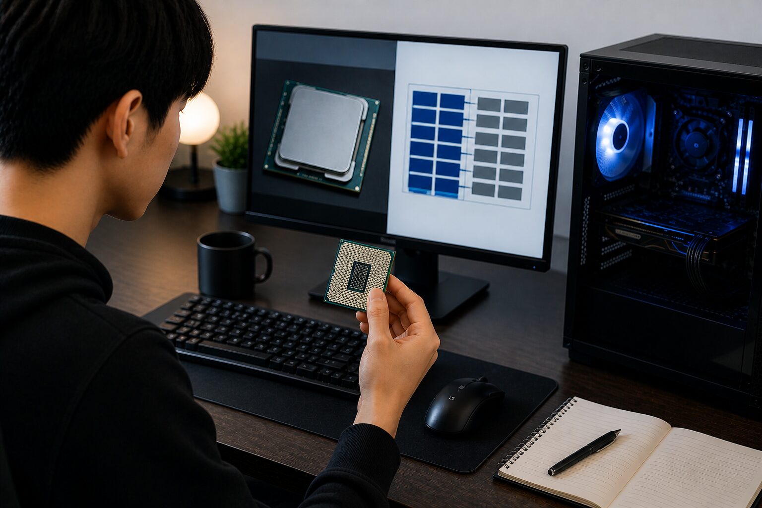 CPUのコア数やスレッド数を確認しているイメージ画像